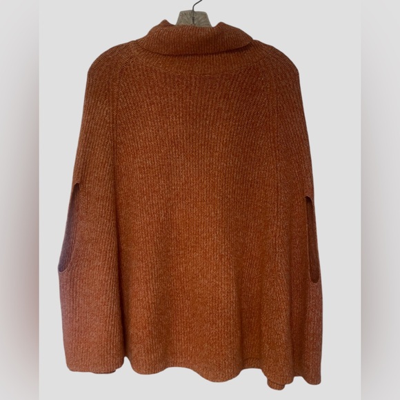 Kirundo Women’s Fall/Winter Chunky Knit Turtleneck Poncho SweaterM Orange/Rust - Picture 11 of 11